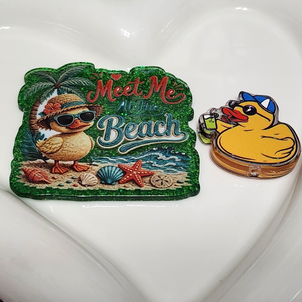 Beach Duck Flatback Focal Bead Badge Keychain Beaded Pen Magnet Crafts Bag Clip